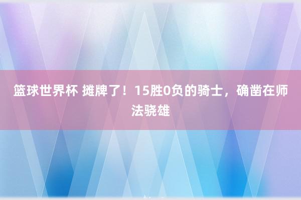 篮球世界杯 摊牌了！15胜0负的骑士，确凿在师法骁雄