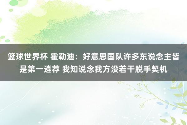 篮球世界杯 霍勒迪：好意思国队许多东说念主皆是第一遴荐 我知说念我方没若干脱手契机