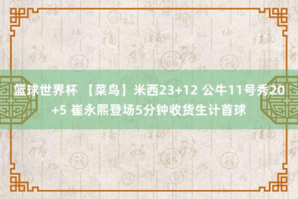 篮球世界杯 【菜鸟】米西23+12 公牛11号秀20+5 崔永熙登场5分钟收货生计首球