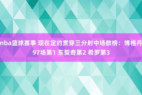 nba篮球赛事 现在定约贯穿三分射中场数榜：博格丹97场第1 东契奇第2 希罗第3